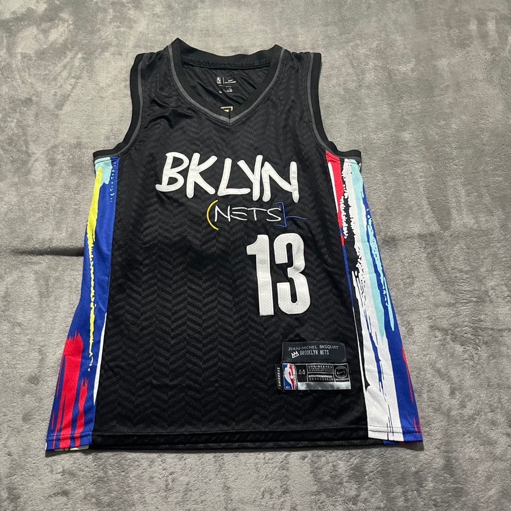Nike Brooklyn Nets Jersey Mens 44 Black James Harden Basquiat City Edition 13